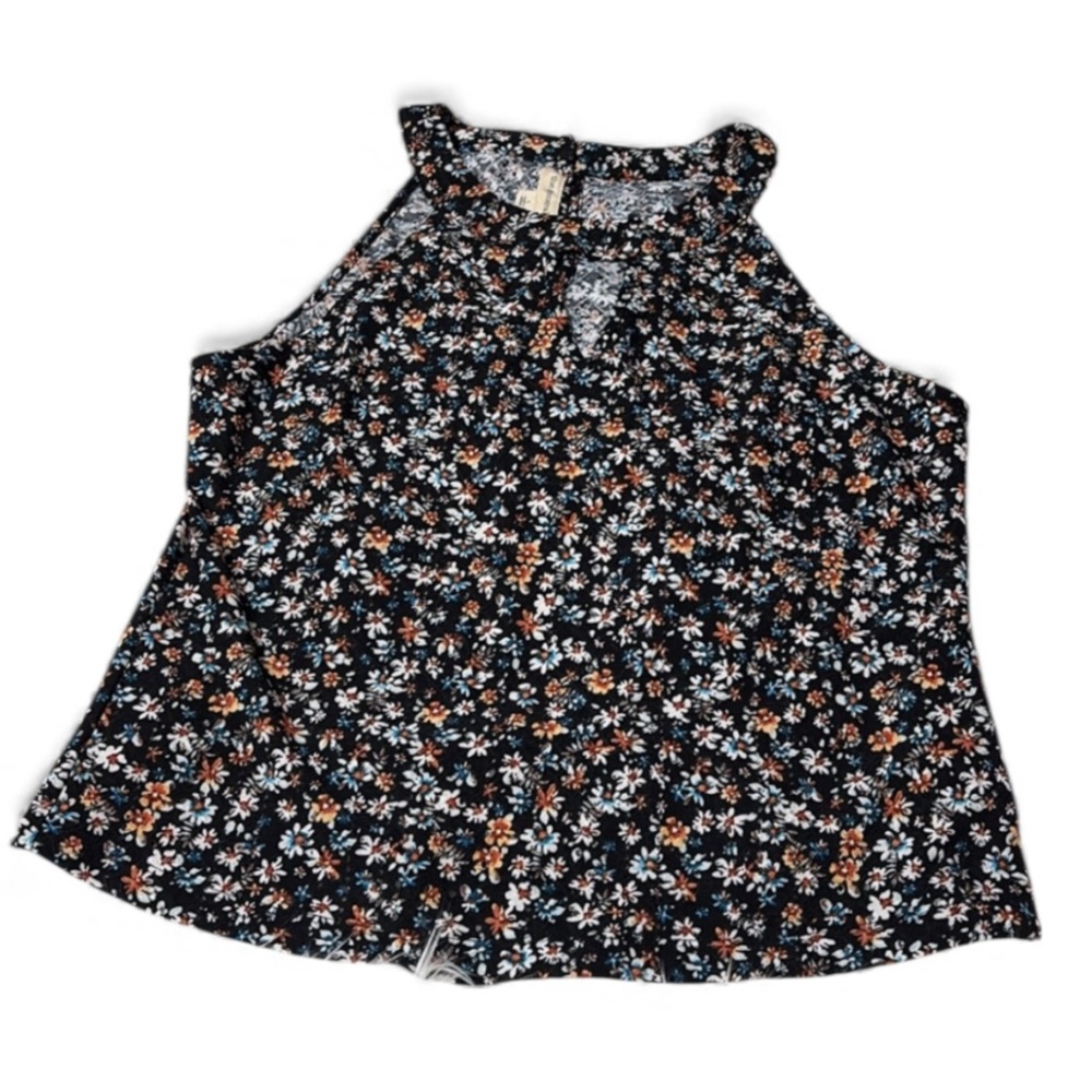 NWOT The General Good Stitch Fix Black Sleeveless Floral See Through Tank